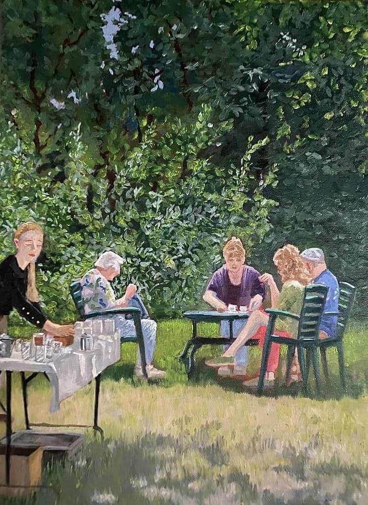 Theetuin Museum De Weem 2022, 40 x 50 cm. Olieverf op doek